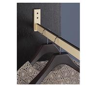 REMYS Metal Hanging Durable Pole With End Support,Removable Wall Mounted Clothing Organizer Rod Rack System Kit Closet Rods, Waterpproof Rustproof Easy To Cut(Gold,24in/61cm)