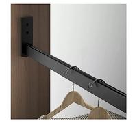 REMYS Metal Hanging Durable Pole With End Support,Removable Wall Mounted Clothing Organizer Rod Rack System Kit Closet Rods, Waterpproof Rustproof Easy To Cut(Black,45in/114cm)