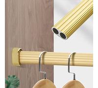 REMYS Portable Wall Mount Removable Wardrobe Garment Bar with Complete Kit,Gold Metal Closet Hanging Rod for Clothes Hangers, Rust Proof Shower Rods for Bathroom(140cm/55 in)
