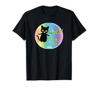 Ren-World 18 Animali Gatto Nero Carino Kawaii Arcobaleno Arcobaleno Cuore Bilingue Inglese Giapponese Singola Parola Maglietta