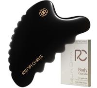 Rena Chris Gua Sha Corpo, GuaSha in Acciaio Inossidabile, Guasha Viso per Scolpire il Mento e Ridurre il Gonfiore, Massaggiatore per la Cura della Pelle del Corpo Intero (Nero)