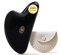 Rena Chris Gua Sha Facial Tools-Ergonomic Black Obsidian Jade Gua Sha per il massaggio del viso, scolpire la mascella e ridurre le borse con custodia in silicone (nero)