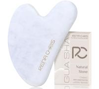 Rena Chris Gua Sha, Massaggiatore Viso, Pietra Gua Sha Viso in Bianca Giada, Guasha per Scolpire il Mento e Ridurre il Gonfiore, Regalo per le Donne(Bianco)