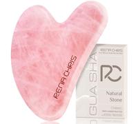 Rena Chris Gua Sha, Massaggiatore Viso, Pietra Gua Sha Viso in Quarzo Rosa, Guasha per Scolpire il Mento e Ridurre il Gonfiore, Regalo per le Donne(Rosa)