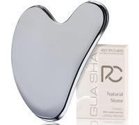 Rena Chris Gua Sha, strumento naturale Terahertz Guasha per terapia dell'agopuntura del viso, massaggiatore facciale per scolpire la mascella e ridurre il gonfiore (grigio argento)