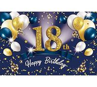 Renaiss 1.5x1.2m 18 ° compleanno sfondo palloncini oro e blu scuro fotografia sfondo per ragazzo ragazza festa di compleanno decorazione torta tavolo banner Photo Booth puntelli