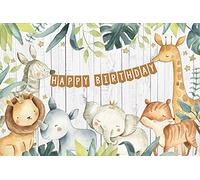 Renaiss 1.5x1.2m Jungle Safari Animal Photography Fondale in legno bianco Compleanno Sfondo Wildlife Zoo Decorazione per feste Baby shower Girl Boy Kid Portrait Photo Studio Puntelli