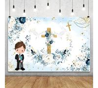 Renaiss 1.5x1m Prima comunione ragazzi sfondo fotografico battesimo neonato Dio benedice decorazioni festa torta tavolo banner vinile foto studio oggetti di scena