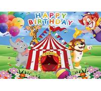 Renaiss 1.5x1m Sfondo di compleanno del circo Carnevale rosso strisce tenda animali fotografia sfondo bambini 1 ° compleanno festa forniture Baby Shower Decor vinile foto studio oggetti di scena