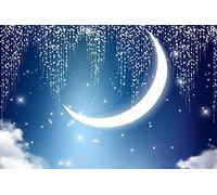 Renaiss 1.5x1m Sfondo di luna crescente Sfondo del cielo notturno da sogno per la fotografia Galassia stellata Stelle scintillio Nube Kid Birthday Party Banner Photo Booth Props