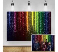 Renaiss 1.5x1m Vinile fotografia sfondo colorato Glitter Arcobaleno Neon Foto Backdrop musica danza discoteca Let's Glow Party Decor bambini adulti compleanno Banner Photo Booth Props