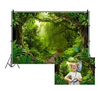 Renaiss 2,1 x 1,5 m sfondo verde della foresta della giungla incantata foresta pluviale tropicale natura luce solare alberi paesaggio strada sfondo fotografia per bambini adulti festa di compleanno