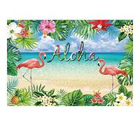 Renaiss 2.2x1.5m Aloha Sfondo per feste Estate Hawaiian Beach Fotografia Sfondo Fiori tropicali sul mare Decorazioni per feste di compleanno fenicottero Baby Shower Banner Photo Booth Puntelli
