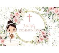 Renaiss 2.2x1.5m Sfondo God Bless Sfondo per la festa della prima comunione Rosa d'oro croce floreale battesimo banner Bomboniere di compleanno per baby shower Oggetti di scena per studio fotografico