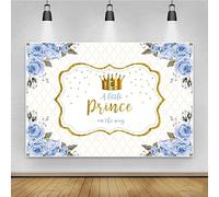 Renaiss 2.5x1.8m Fiore blu Corona dorata Baby Shower Sfondo Un piccolo principe in cammino Fotografia Sfondo Kid Boy 1st Birthday Party Decoration Studio Props