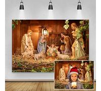 Renaiss 2.5x1.8m Nascita di Gesù sfondo della mangiatoia Presepe Fotografia sfondo della festa di Natale Decor carta da parati Ritratto neonato Photo Booth oggetti di scena Carta da parati in vinile