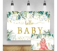 Renaiss 2.7x1.8m Foglie verdi Glitter Oro Bianco Fotografia Sfondo Ciao Baby Sfondo Baby Shower Ragazzo Ragazza Festa di Compleanno Decorazione Studio Puntelli