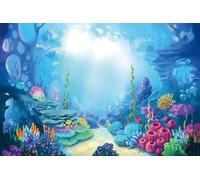 Renaiss 2.7x1.8m Sfondo del fondale marino del fumetto Mondo sottomarino Mar dei coralli Fotografia Sfondo Bambini Sirenetta Tema Decorazioni per feste di compleanno Puntelli per studio fotografico