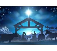 Renaiss 3.5x2.5m Nascita di Gesù Sfondo della notte di Natale Mangiatoia Presepe Fotografia Sfondo Cristianesimo Fattoria Fienile Photo Booth Puntelli Decorazione Sfondo