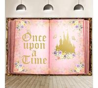 Renaiss 3 x 2,1 m sfondo libri fiaba C'era una volta fotografia sfondo vecchio libro magico aperto castello reale principessa matrimonio compleanno baby shower decorazioni rosa libro di fiabe foto