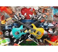 Renaiss 3x2.5m Graffiti Chitarra Sfondo Graffiti Muro di mattoni Fotografia Sfondo 80S 90S Stile rock Music Party Banner Decorazione Ragazzo Adulto Ritratto Shooting Vinile Photo Studio Puntelli