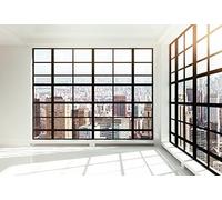 Renaiss 3x2.5m Grattacielo Finestra Fotografia Sfondo Città Paesaggio Edificio per uffici Finestra francese Sfondo trasparente Uomo Adulto Ritratto Ripresa Carta da parati in vinile Studio Puntelli