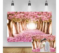 Renaiss 3x2m Cherry Park Photography Sfondo Primavera Romantico Rosa Fiore Alberi Sfondo Rosa Strada Percorso Sfondo Bambino Ragazza Ritratto Servizio Fotografico Studio Puntelli