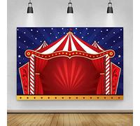 Renaiss 3x2m Circo Fotografia Sfondo Carnevale Tende rosse Stelle notturne Sfondo Notte di Carnevale Compleanno bambini Decorazione per feste Baby doccia Puntelli fotografici