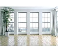 Renaiss 3x2m Finestre francesi Soggiorno Sfondo Pavimento in legno Stanza vuota Fotografia Sfondo Piante Interni moderni Arredamento per ufficio Videoconferenza Studio Puntelli