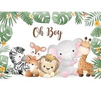 Renaiss 3x2m Oh Baby Sfondo Animali della giungla Sfondo Safari Animals Wild One Fotografia Sfondo Baby Shower Decorazioni per feste di compleanno Torta Tavolo Banner Vinile Photo Studio Puntelli