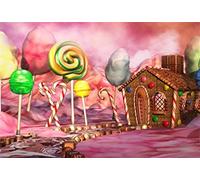 Renaiss 3x2m Sfondo di Candy House Pink Fairy Tale Lollipop Marshmallow Photography Background Baby Kid Girl Birthday Party Banner Vinile Studio Puntelli