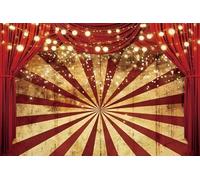 Renaiss 3x2m Sfondo per spettacolo circense Carnevale rosso strisce tenda luci scintillanti fotografia sfondo Baby Shower Festa di compleanno Decor Bambini Ritratto Foto Puntelli Vinile