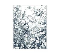 Renaissance Elegance: Blue Line Bird and Nature Notebook: 200 college ruled Pages of Timeless Inspiration