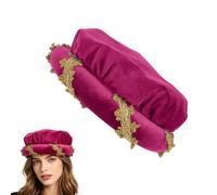 Renaissance Hat Velvet, Vintage Gold Trim, Medieval Cosplay Headpiece, Soft Roll Brim Design, Comfortable Fabric, Classic Costume Accessory, Easy Wear Decorative Style, for Party Show Balls 3.15in