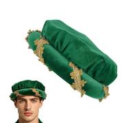 Renaissance Hat Women Padded Gold Trim Velvet Roll Brim Medieval Bonnet Soft Structured Cosplay Headwear Elegant Vintage Costume Cap Breathable Comfortable Fit Decorative Party Accessory For Halloween