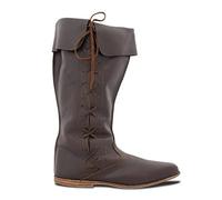Renaissance Medieval Cosplay Boots - Medieval Boots - Stivali in Pelle PU per Cosplay Donna Uomo,Marrone,48
