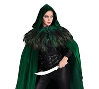- Renaissance with Clasp, Medieval Cosplay | Velvet Hoodie for Halloween, Warrior Costume, Long with Metal Clasp, Cosplay Accessory