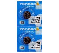 Renata - Batteria per orologio elettronico 329 all'ossido d'argento, 2 pezzi