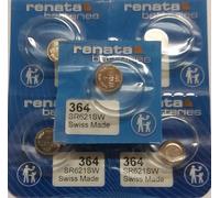 Renata 364 della batteria, orologio, cellulare singolo, ossido di argento, 20 Mah, 1.55 V, SR60, Flat Top, 6.8 mm (5 Pezzi)