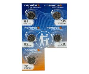 Renata 395 Button Cell watch battery, 5 Batteries by Renata