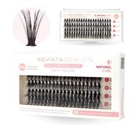 Renata Beauty 30D TRIPLE Volume [C Curl] Extension Ciglia Finte Cluster - Confezione da 80 Pezzi da 10-14 mm di Ciglia Finte Singole - Aggiungi Intensità e Volume 3D - Banda Trasparente