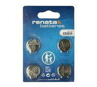 Renata CR2016 - Batteria a bottone al litio da 3 V, precisione svizzera, potenza affidabile per fitness tracker, chiavi auto e telecomandi, confezione da 4