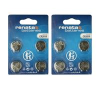 Renata CR2016 - Batteria a bottone al litio da 3 V, precisione svizzera, extra piatta per orologi, chiavi dell'auto e calcolatrice, confezione da 2 x 4 pezzi