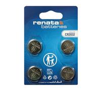 Renata CR2032 - Batteria a bottone al litio da 3 V, precisione svizzera, lunga durata, per chiavi dell'auto, orologi e dispositivi medici, confezione da 4