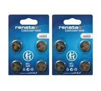 Renata CR2032 - Batteria a bottone al litio da 3 V, precisione svizzera, lunga durata, per chiavi dell'auto, orologi e dispositivi medici, confezione da 2 x 4 pezzi
