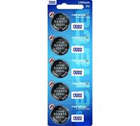 Renata CR2032 - Confezione da 5 batterie a bottone originali al litio 3 V, confezione da 5