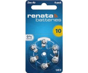 Renata Hearing Aid PR70 - Pila a bottone ZA 10 zinco-aria, 105 mAh, 1,4 V, 6 pezzi