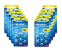 Renata ZA10.DP6, 60 batterie per apparecchi acustici, 10 confezioni da 6 pezzi, colore giallo, 1,45 V