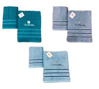 Renato Balestra 3 Set di 2 Asciugamani da bagno (1 viso e 1 bidet) Ass (Azzurro-Blu-Ottanio)