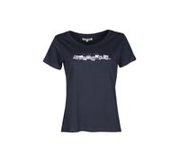 Renato Balestra T-shirt donna in cotone bielastico con scritta e strass